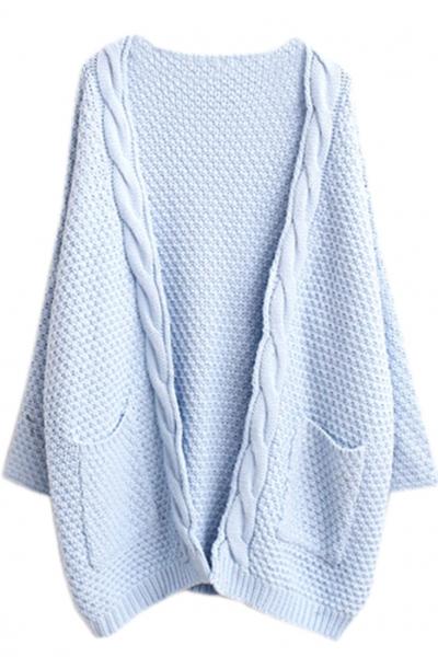 Oasap Casual Solid Knitting Ribbed Woman Cardigan