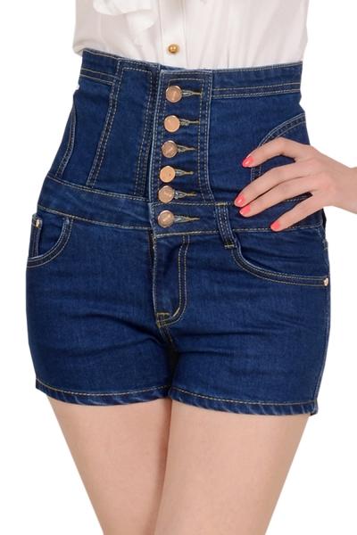 Oasap Women Fashion High Waist Button Front Denim Shorts