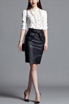Oasap Leather Look Medium Length Skirt