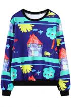 Oasap Fashion Doodle Print Pullover Sweatshirt