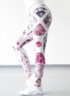 Oasap Fashion Sexy Machine Pattern Printed Sports Leggings With Letters