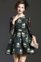 Oasap Fashion Skull Printing Lace-paneled Dress