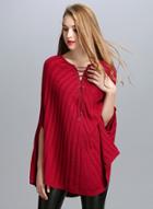 Oasap Fashion Lace-up Front Cape Sweater