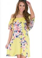 Oasap Slash Neck Floral Print Loose Dress