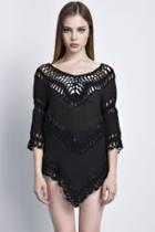 Oasap Amazing Solid Mesh Half Sleeve Blouse