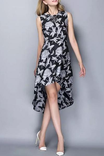 Oasap Incredible Butterflies Print High-low Dress