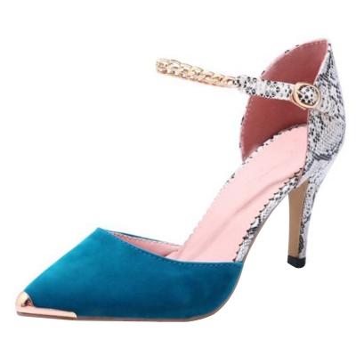 Oasap Pointed Toe Buckle Snake Print Stiletto Heels Pumps
