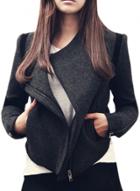 Oasap Women's Fashion Winter Long Sleeve Oblique Zipper Short Coat