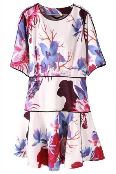 Oasap Flimsy Floral Painting Print Mini Dress