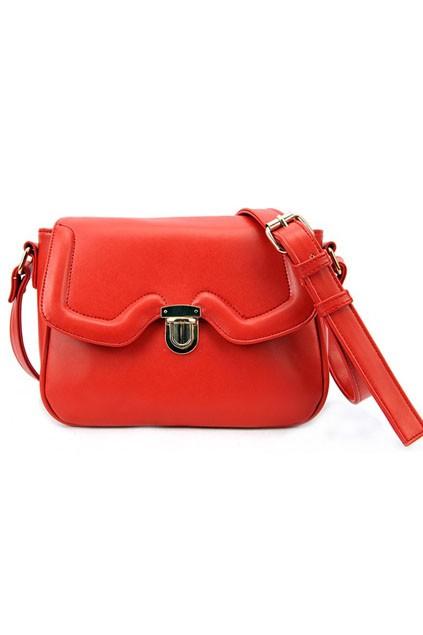 Oasap Stitched Edge Shoulder Bag With Push Lock