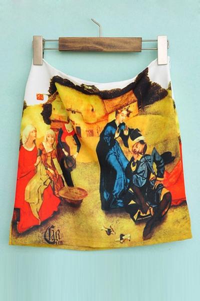 Oasap Cartoon Print Mini Skirt