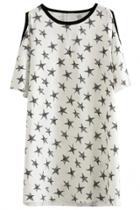Oasap Glamorous Stars Print Cutout Shoulder Dress