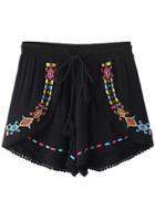 Oasap Women Casual Drawstring Waist Embroidery Summer Shorts