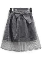 Oasap Bowknot Striped Print Skirt