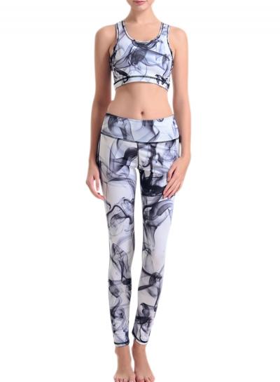 Oasap Women's Two Pieces Print Tracksuits Crop Top Leggings Set