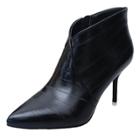 Oasap Solid Color Side Zipper Pointed Toe Ankle Boots