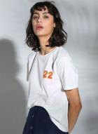 Oasap Number Print Loose Tee Shirt