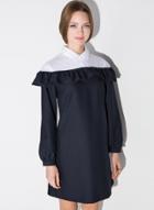 Oasap Women's Contrast Seam A-line Dress With Ruffle Detail