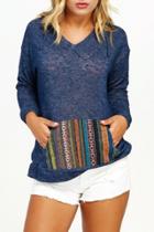 Oasap Modern Colorful Stripe Kangaroo Pocket Drawstring Hooded Sweatshirt
