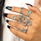 Oasap Fashion Alloy Circle Round 6 Pieces Finger Rings Multiple Sets Of Rings