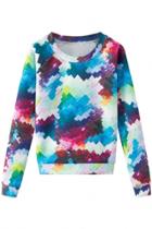 Oasap Colorful Dip Dye Hue Print Sweatshirt