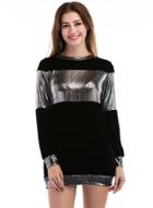Oasap Casual Long Sleeve Color Block Mini Sweatshirt Dress