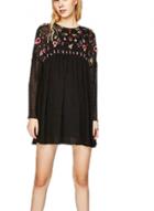 Oasap Black Floral Embroidery Loose Dress