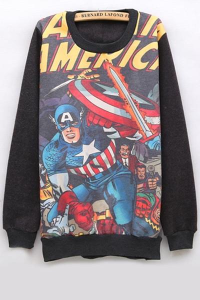 Oasap Superman Graphic Fleece Sweatshirt