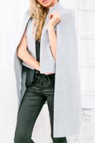 Oasap Solid Color Collared Open Front Cape