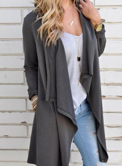 Oasap Long Sleeve Open Front Slit Irregular Cardigan