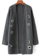 Oasap Long Sleeve Becket Open Front Knit Cardigan