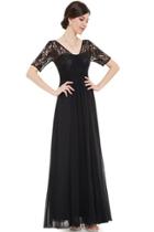 Oasap Women's Lace Half Sleeve Empire Waist Evening Dress