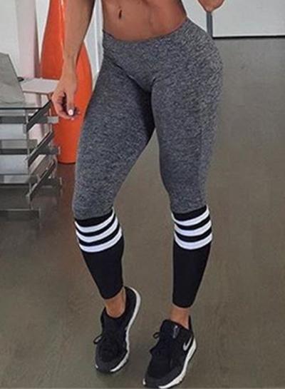 Oasap Fashion Color Block Stripped Skinny Fit Sports Leggings