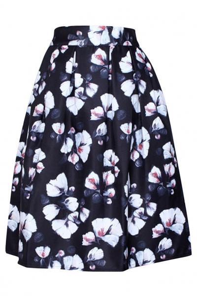 Oasap Fashion Floral Printed Pleated Midi Dress