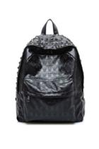 Oasap Punk Rivet Embellished Satchel Bag With Skull Print