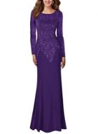 Oasap Solid Color Long Sleeve Round Neck Lace Prom Dress