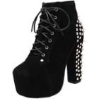 Oasap Women's Faux Suede Studded Platform High Heels Ankle Boots