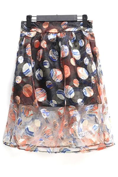 Oasap Embroidered Semi-sheer Skirt