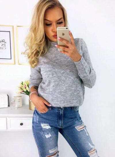 Oasap Round Neck Long Sleeve Solid Color Pullover Swaeter