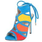 Oasap Peep Toe Stiletto Heels Color Block Sandals