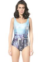 Oasap Lifelike City Graphic One-piece Swimsuits