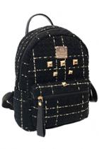 Oasap Fashion Gold Stud Black Canvas Backpack
