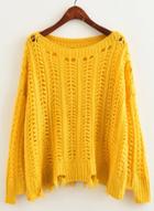 Oasap Solid Hollow Out Hole Knitted Pullover Sweater