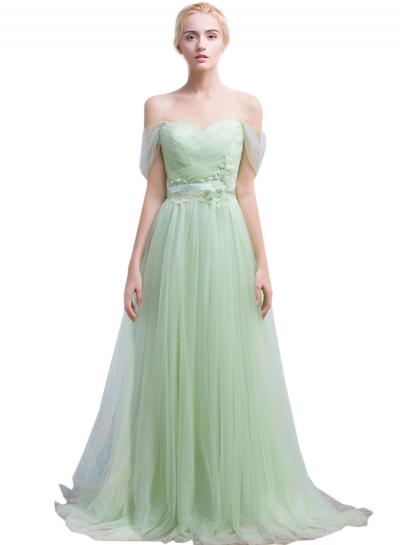 Oasap Women's Off Shoulder Backless Evening Ball Gown Bridesmaid Dress