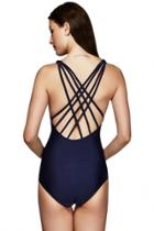Oasap Front Cutout Back Strappy Graphic One Piece Swimwear