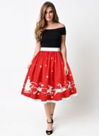 Oasap Christmas High Waist A-line Midi Skirt