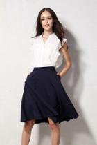 Oasap White Chiffon Top Swing Skirt Matching Sets