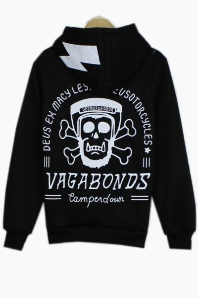 Oasap Street-chic Skull Fleece Hoodie