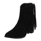 Oasap Solid Color Pointed Toe Back Fringe Boots