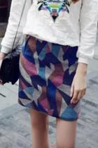 Oasap Modern Geo-print High Waist Skirt